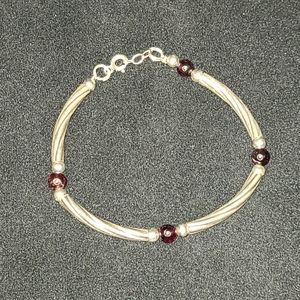 Sterling Silver and Garnet Bracelet TESTED